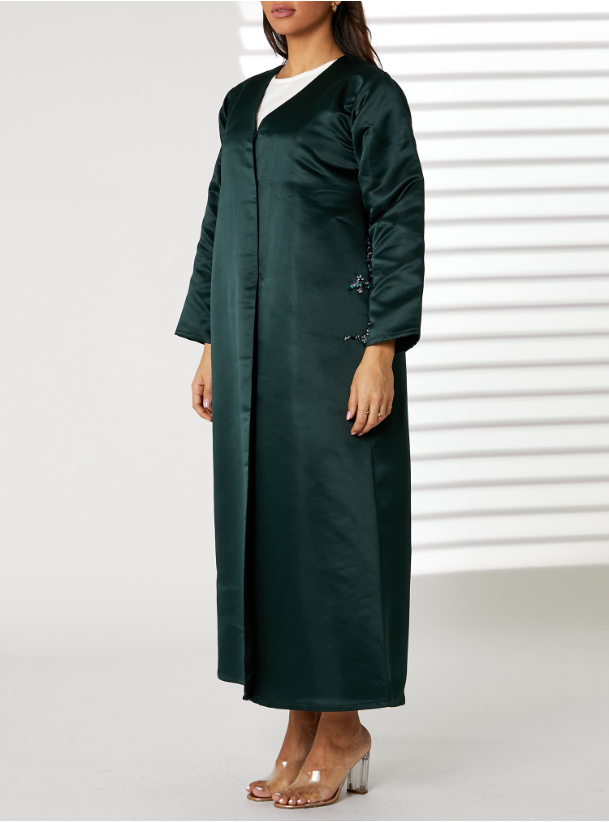 Green Abaya Moistreet Green Bridal Satin Embroidered Abaya Abayas From