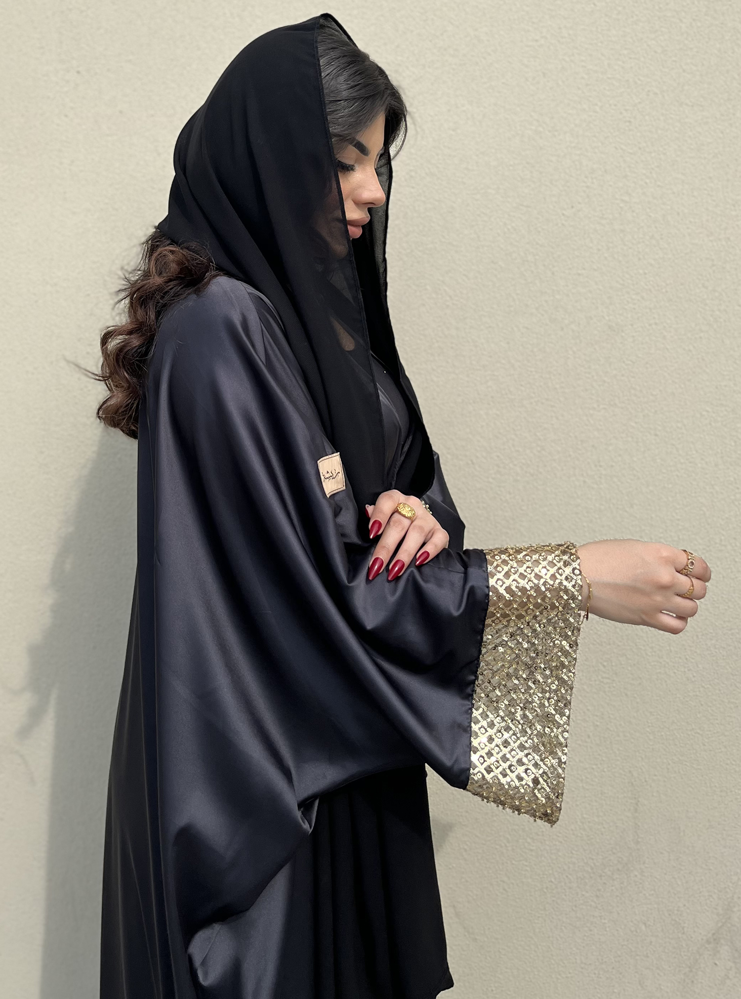 Black Abaya Black Abaya With Golden Beads Abayas From Reeshah