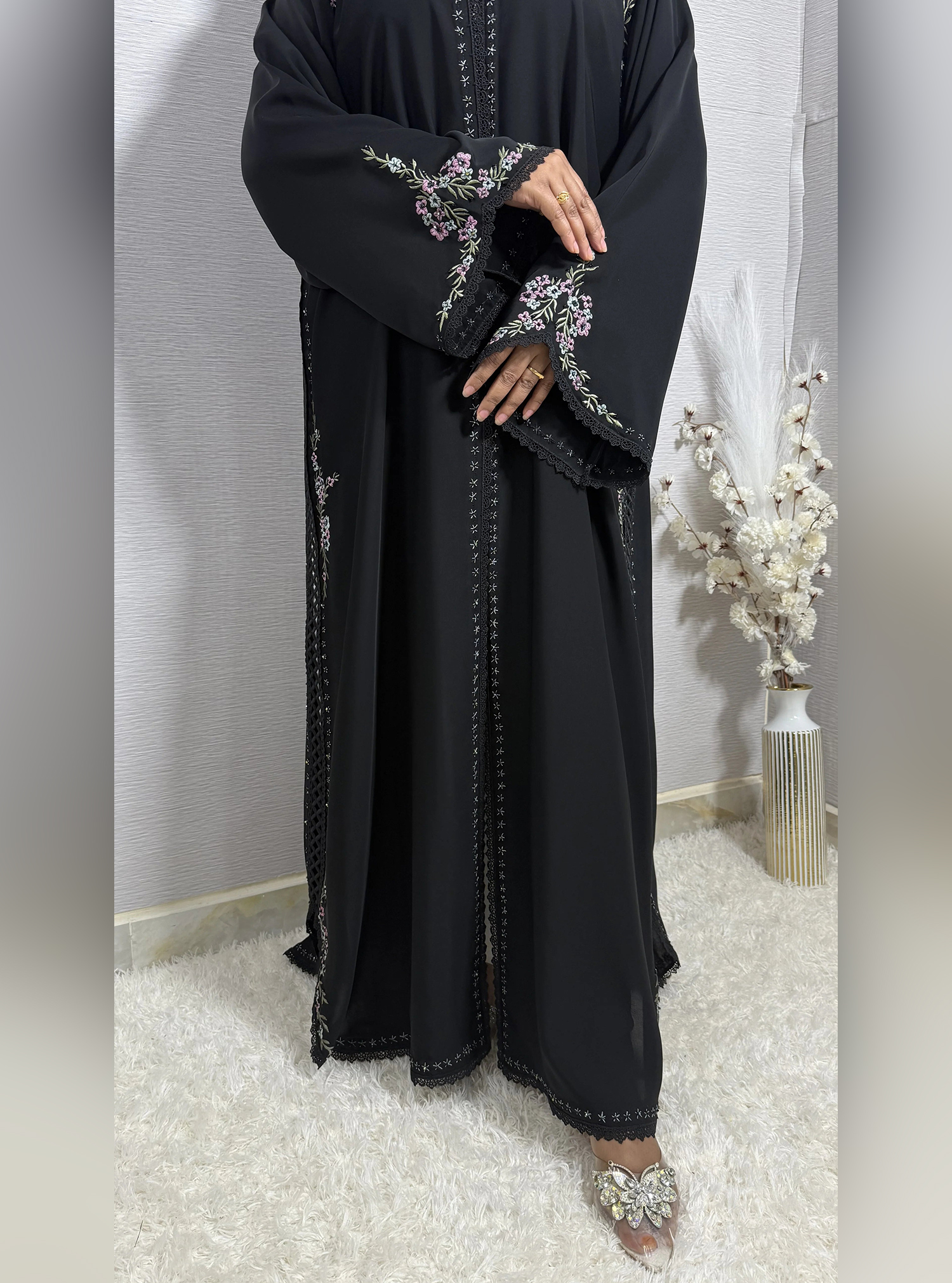 G Abaya Introducing Our Elegant Black Abaya With Embroidery Lace