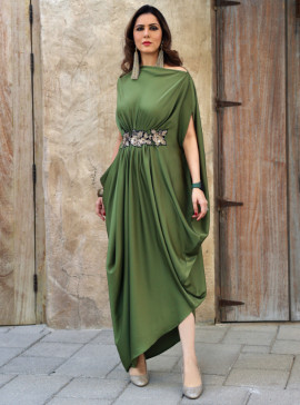 Greek pleat Greek style plated dress with on and off shoulder convertible  neck Dresses from Ecstacy at Boksha