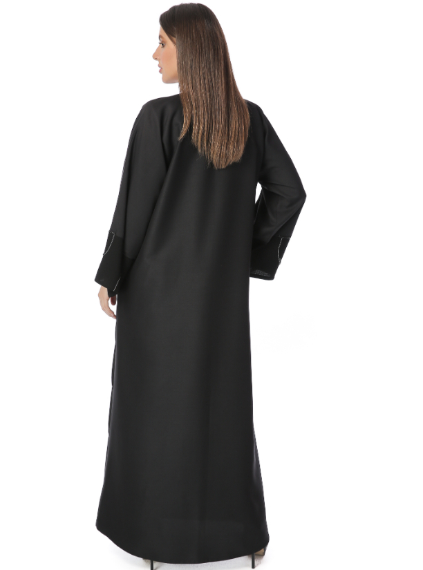 NS-1192 Abaya Black abaya featuring 2 contrasting fabrics with curvy ...