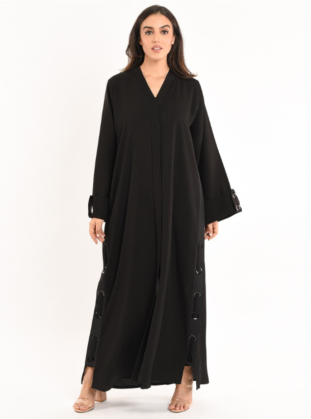 Black Abaya Black Abaya featuring a series of hoops with ribbon ...