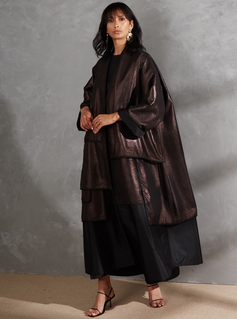 FW0010 Abaya Glittery abaya featuring a layered overlay with decorative ...