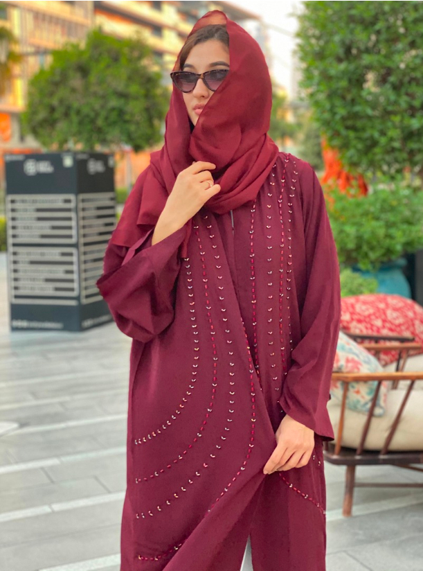 Maroon abaya clearance designs