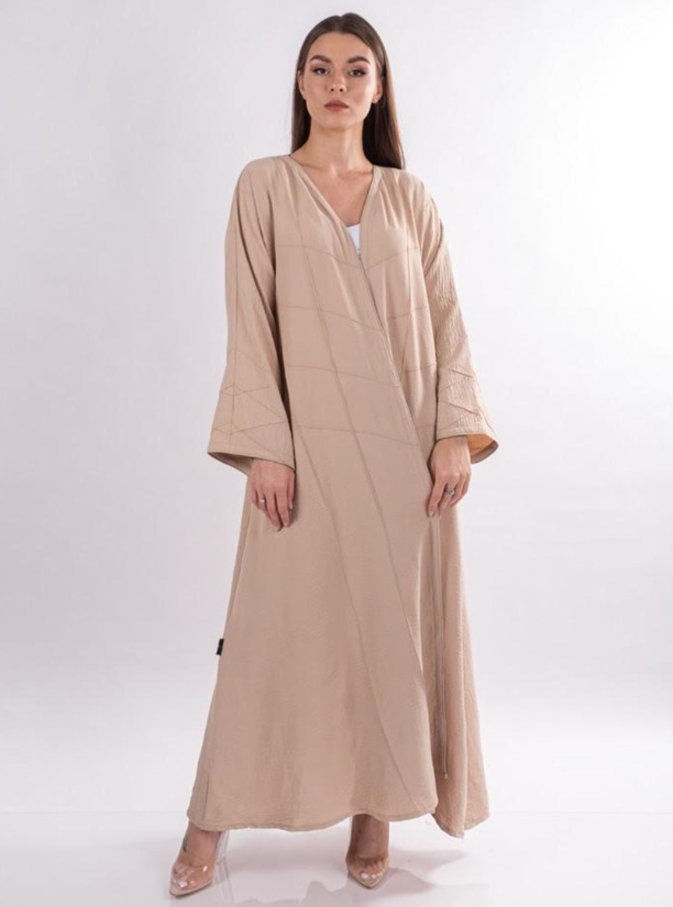 Nude Abaya Soft And Flowy Nude Beige Abaya With Pintucked Details