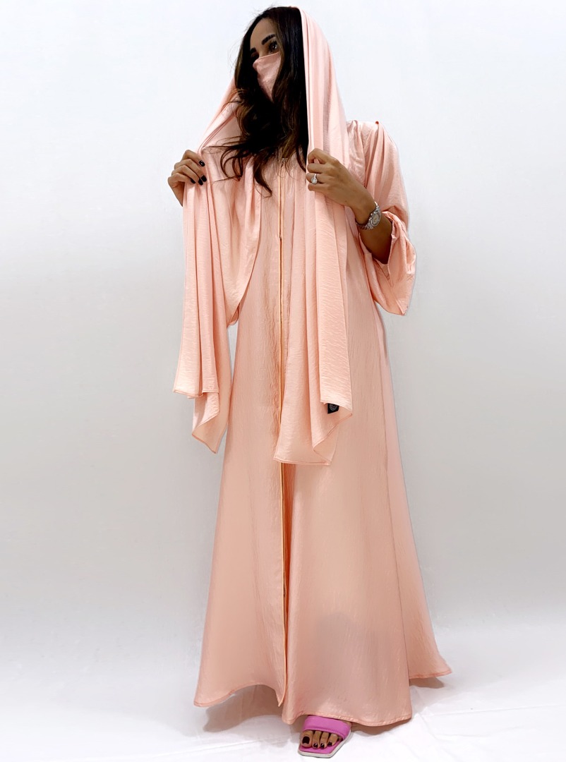 Premium Wool Peach Abaya Set with Matching Hijab main image 1