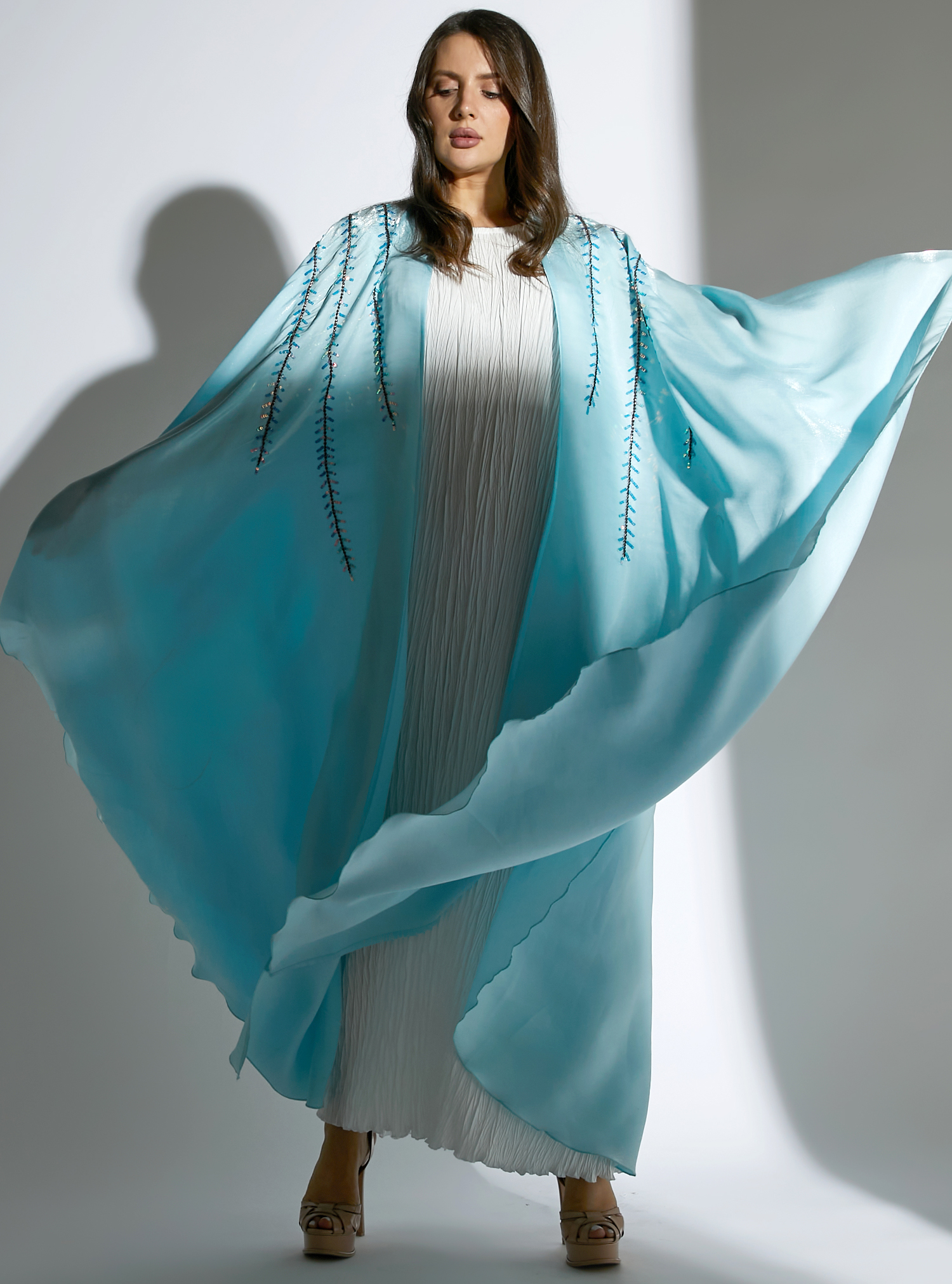 Blue Abaya Set Blue Abaya Set with handwork embellishment comes with