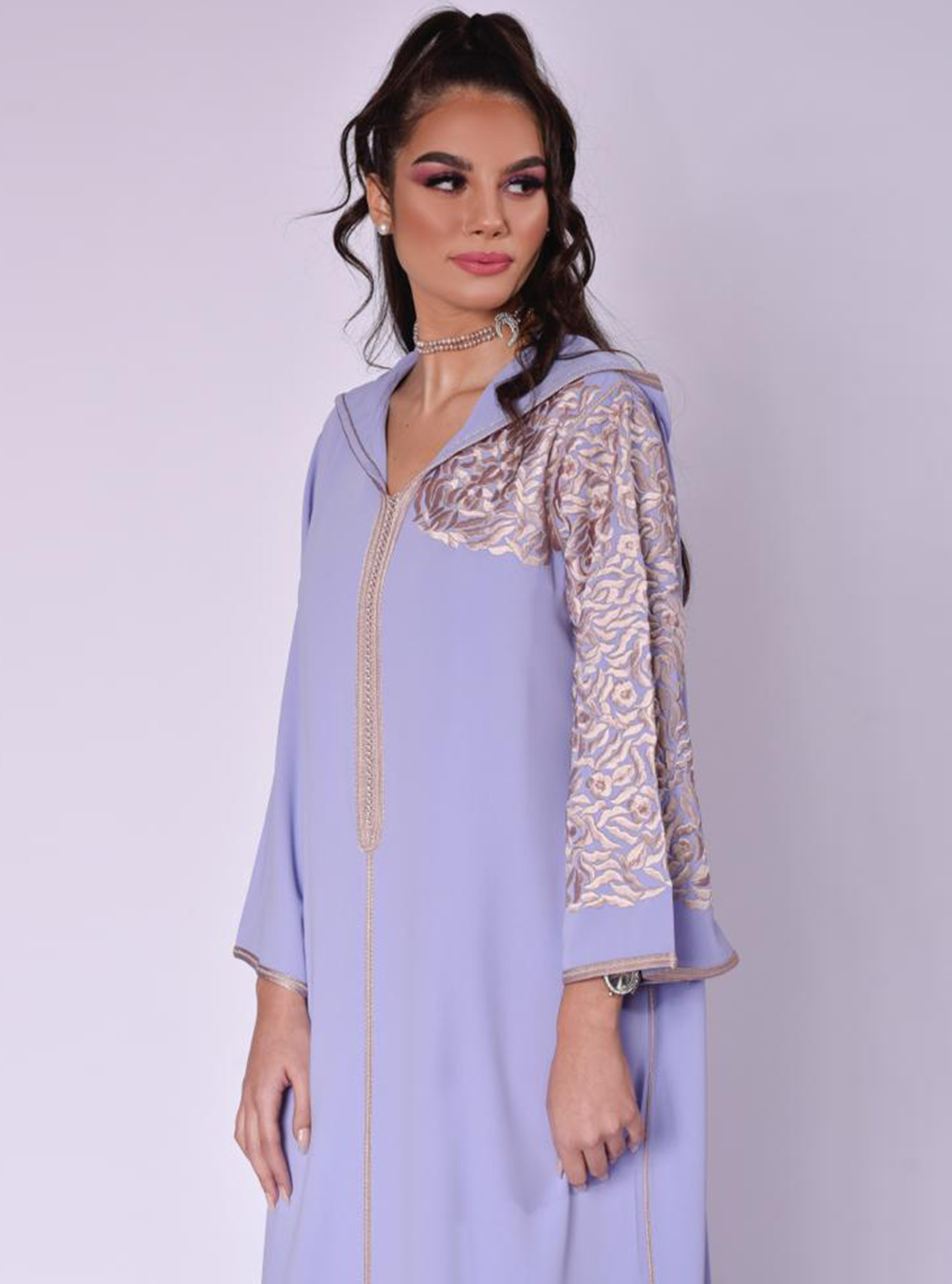 Lilac Jalabya Silk Crape Jalaba with authentic Safifa and Rabati ...