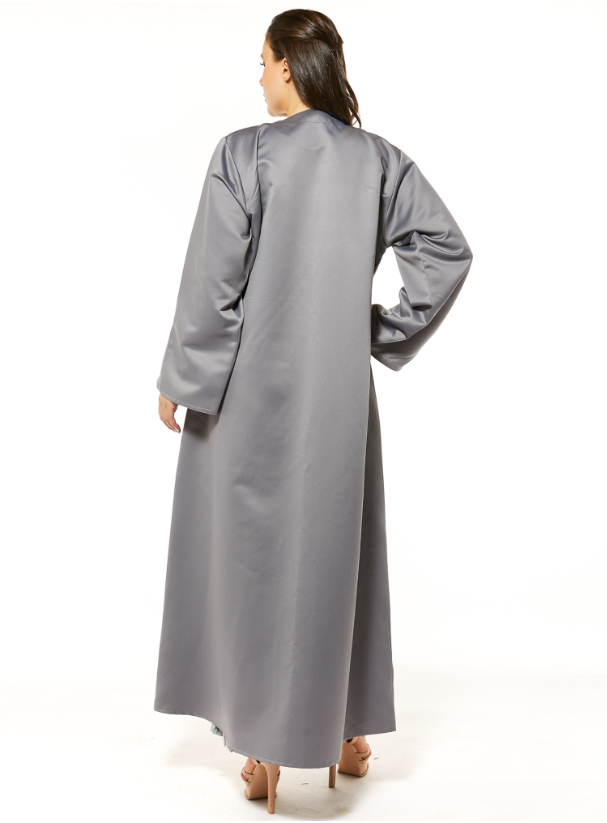 Grey Abaya Grey Abaya WITH HAND EMBROIDERY Abayas from Moistreet at Boksha