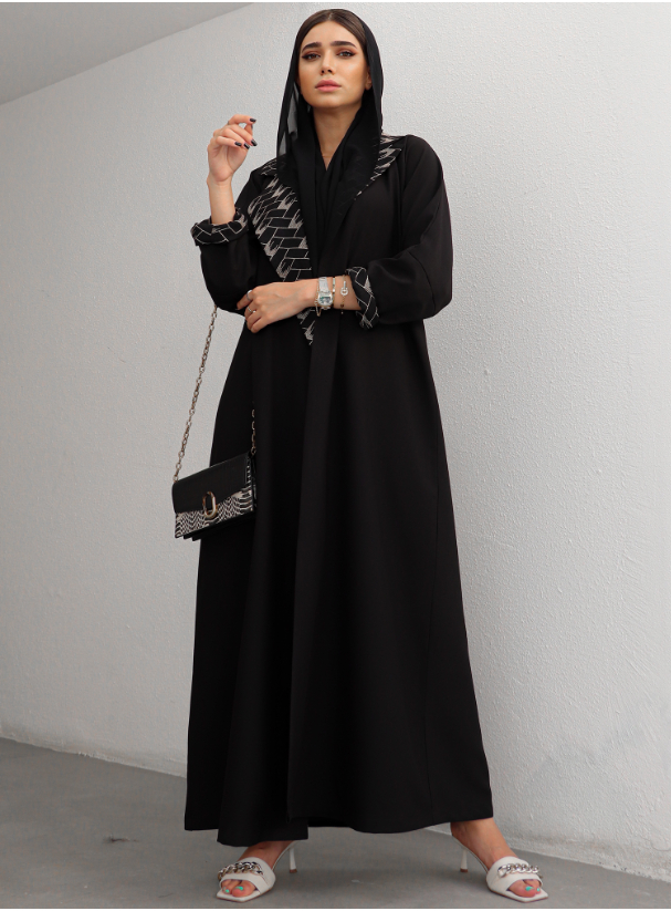 Code:s107 Black and classy collar abaya Abayas from Navyline at Boksha