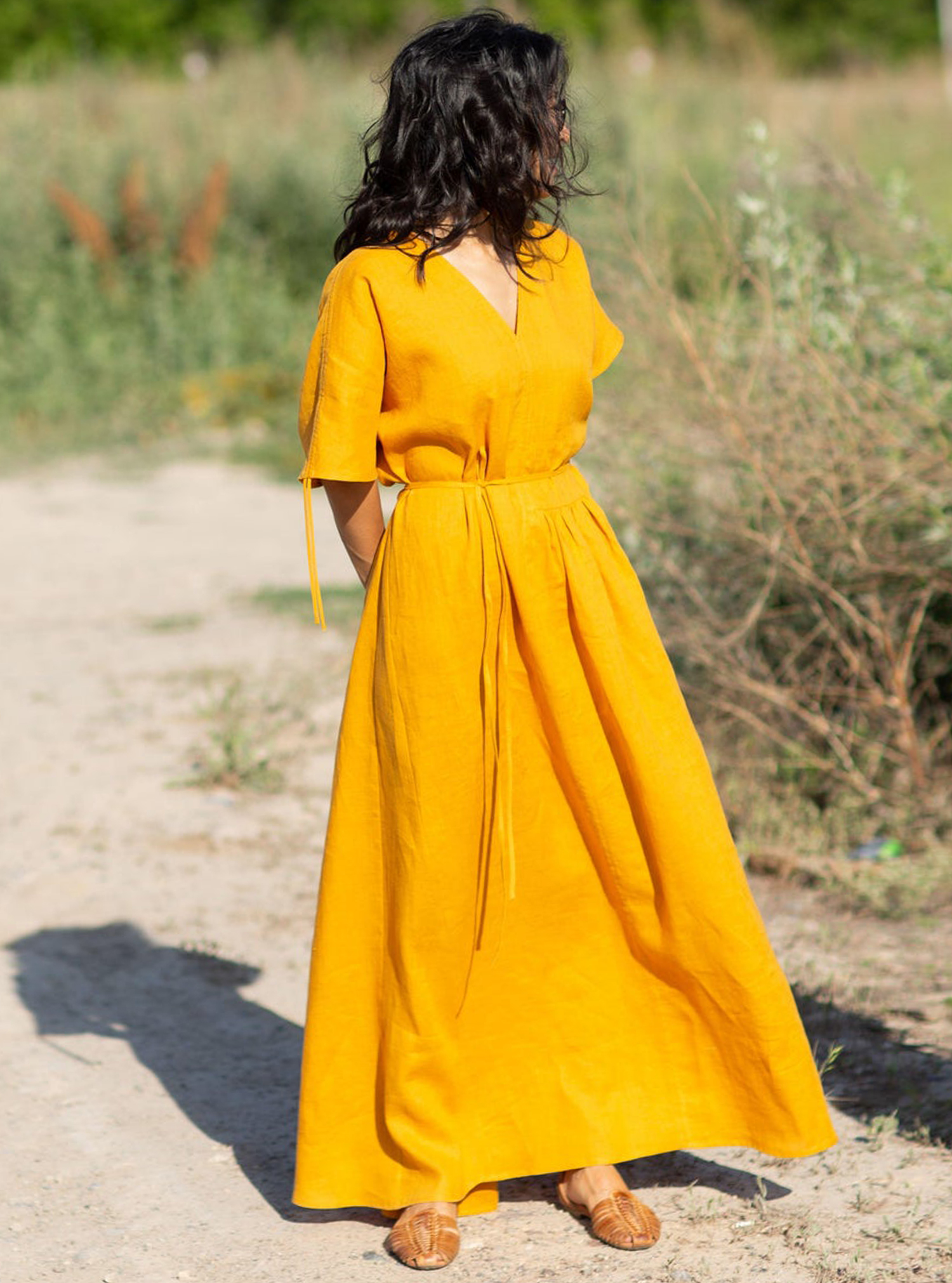 Linen 2024 mustard dress