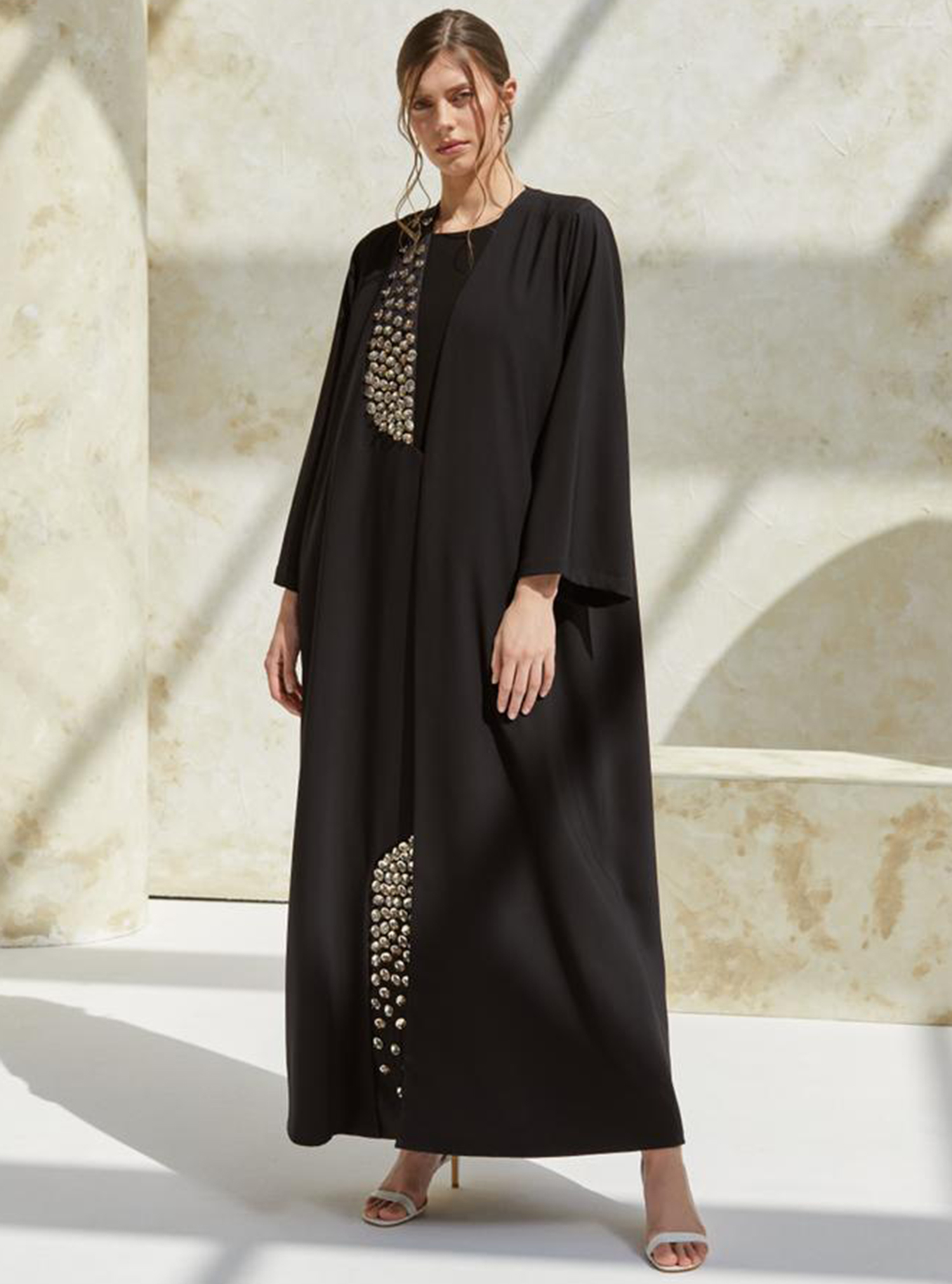 Baikal Abaya in black with organza details and beads Abayas from Urban ...