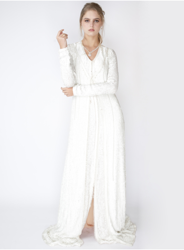 Flower Queen off white dress with small flower inspired by Moroccan