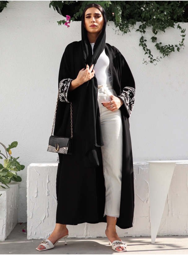 Black Abaya Bisht Embroidered abaya with Shelah Abayas from Duo Fashion ...