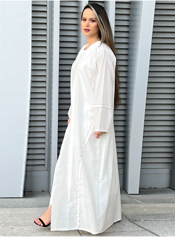 Linen Abaya MOiSTREET White Linen Abaya Abayas from Moistreet at Boksha