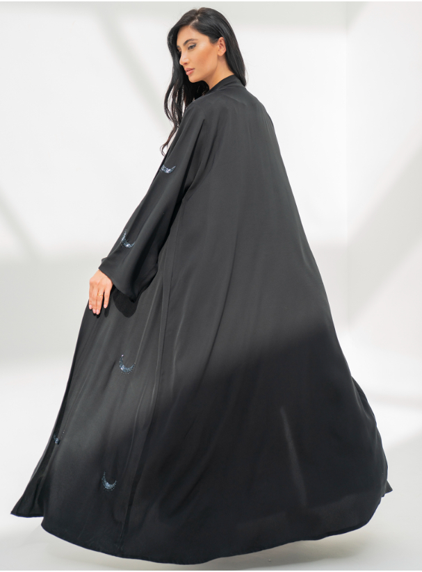 Moon abaya Black abaya adorned with moon embroidery Abayas from kay at ...