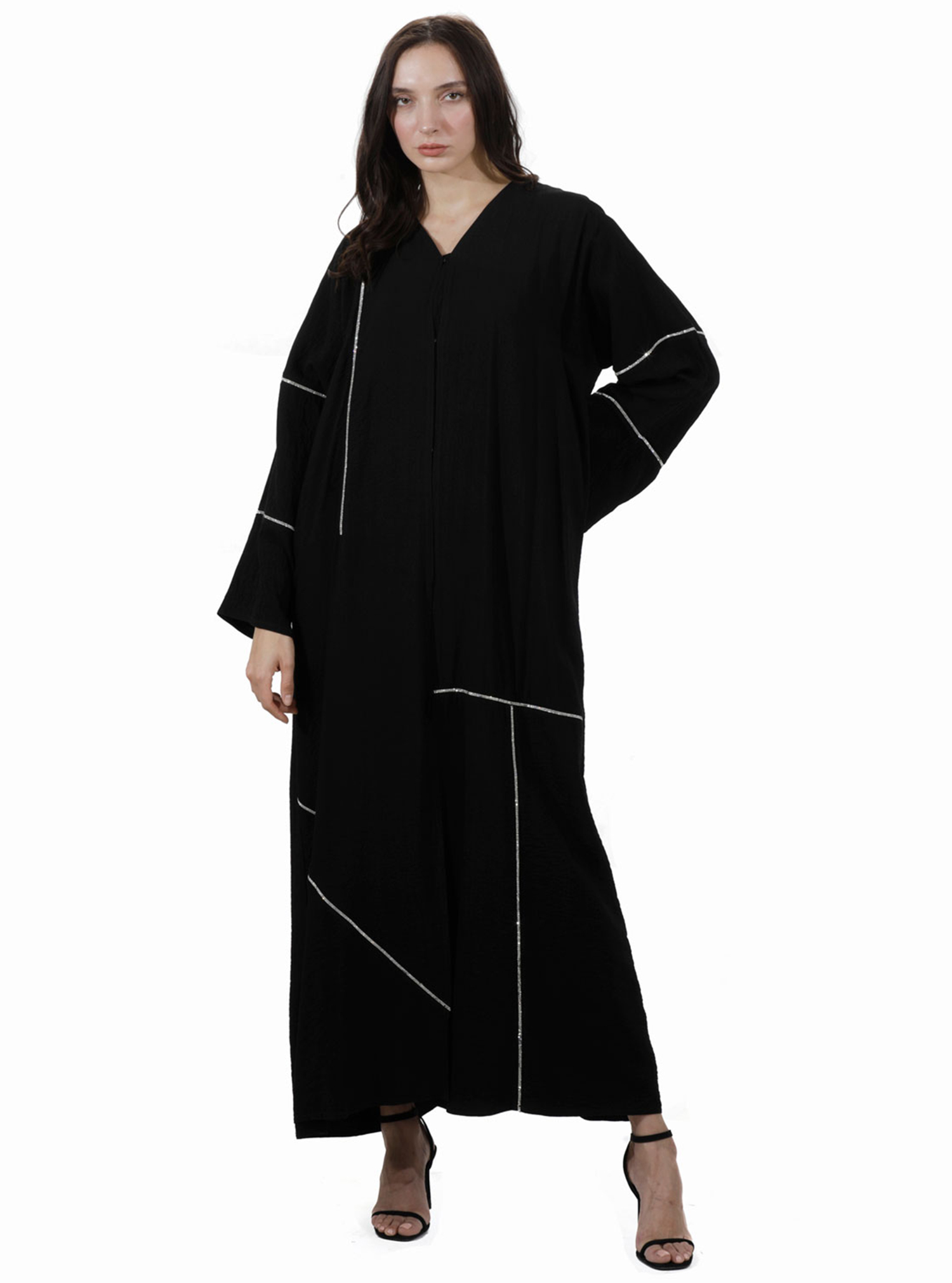 Black Shine Modern trending stone abaya Abayas from GG CREATION at Boksha