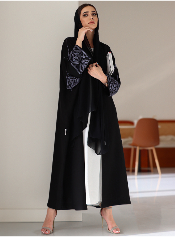 Black Abaya Embroidered bisht abaya with headscarf. Abayas from Duo ...