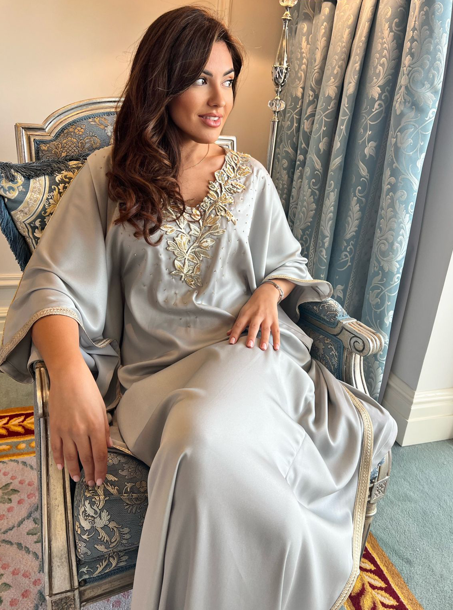 Fayrouz Grey Warm and luxurious caftan, perfect for welcoming guests ...