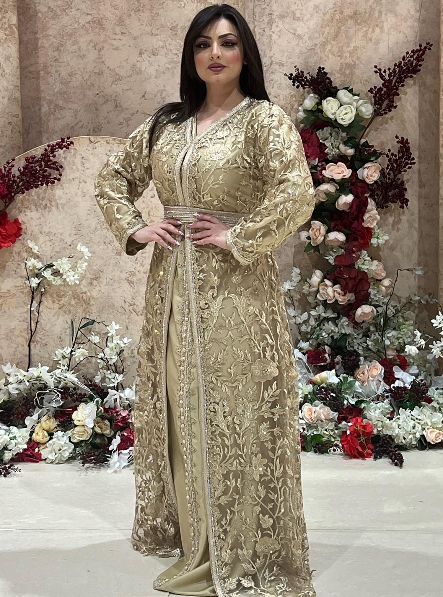 Gold kaftan Elegant Gold kaftan with belt. Kaftans from Almanal Fashion ...