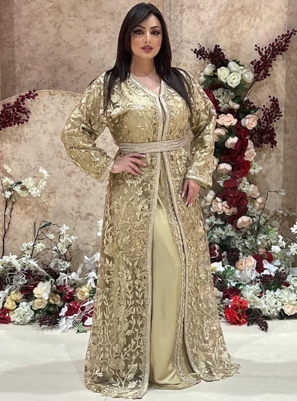 Gold kaftan Elegant Gold kaftan with belt. Kaftans from Almanal Fashion ...