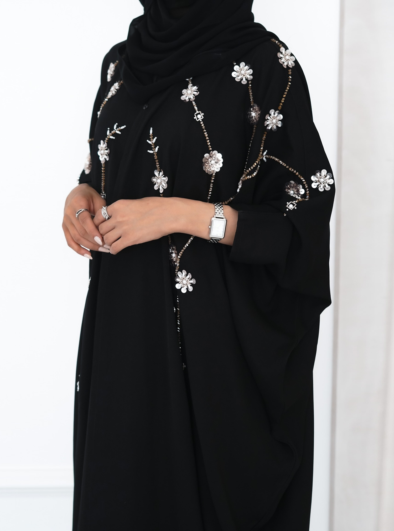 P1 Abaya Black abaya with rose gold embellishment. Abayas from PLUME ...