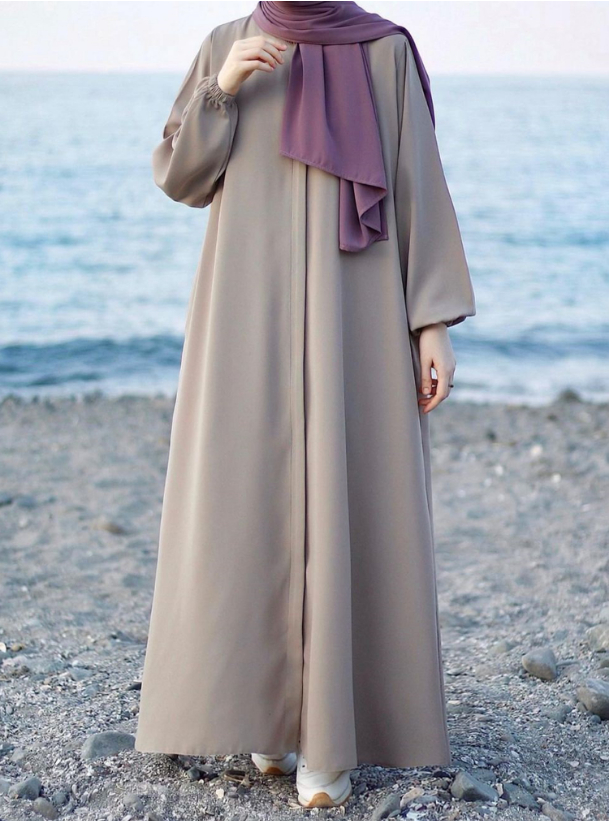 Color abaya #6 lightweight colored abaya with front zipper detail ...