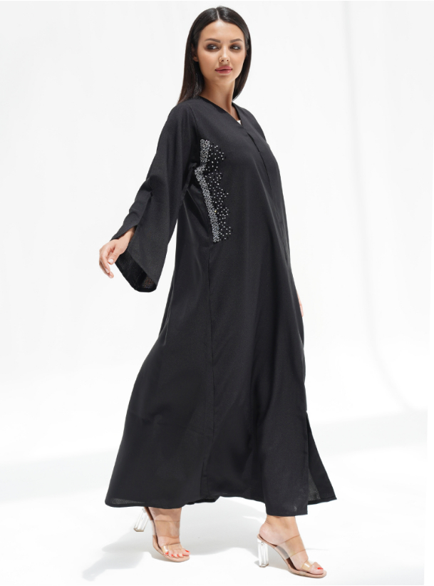 Black Abaya Black Abaya with embellished sleeve detail. Abayas from ...