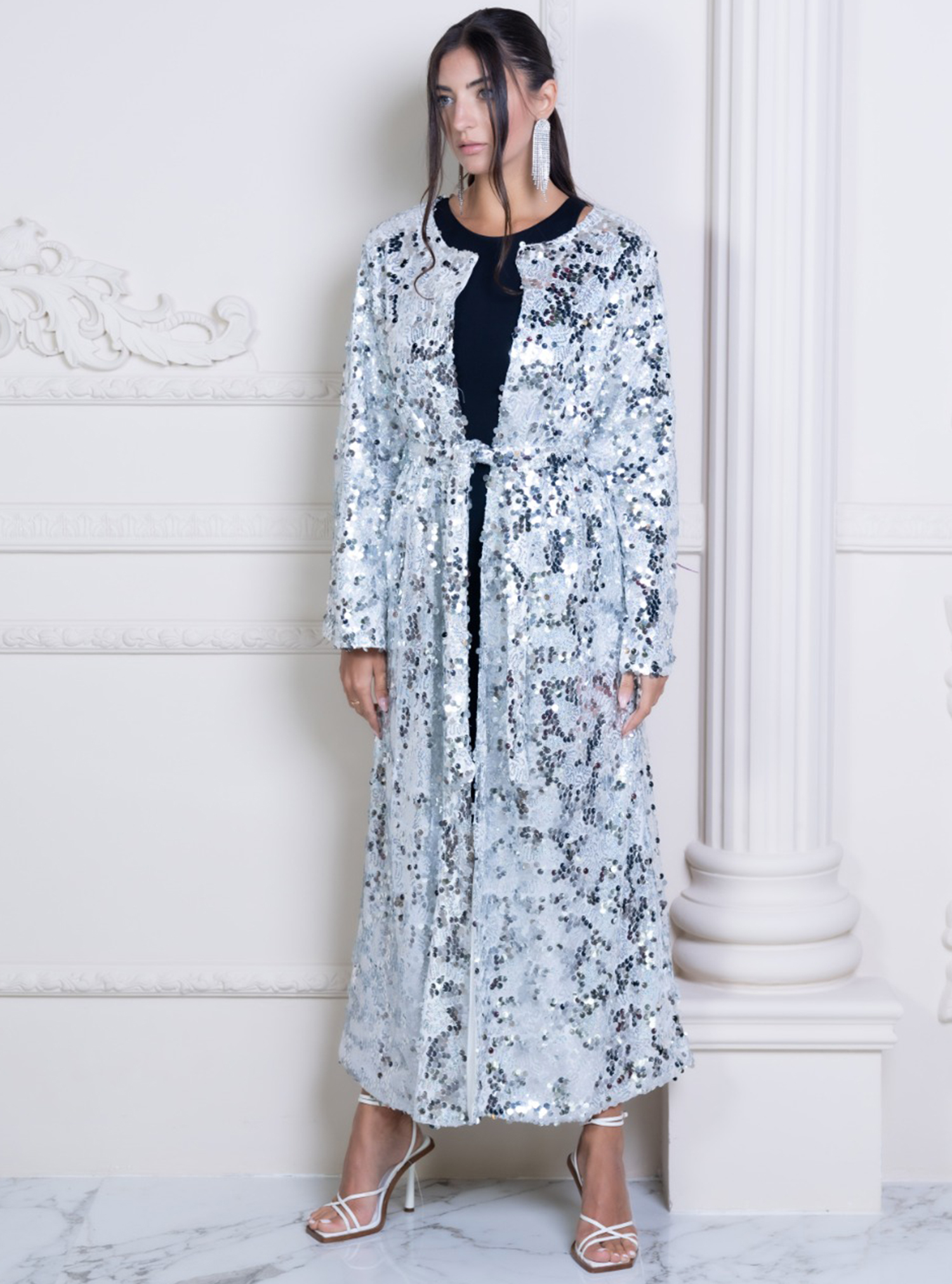 Glittery dress Silver glittery dress jacket with belt. Perfect for