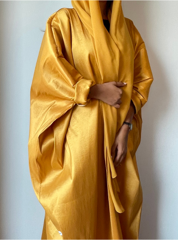 Mustard Abaya Bright mustard bisht abaya with oversized fot. Comes with