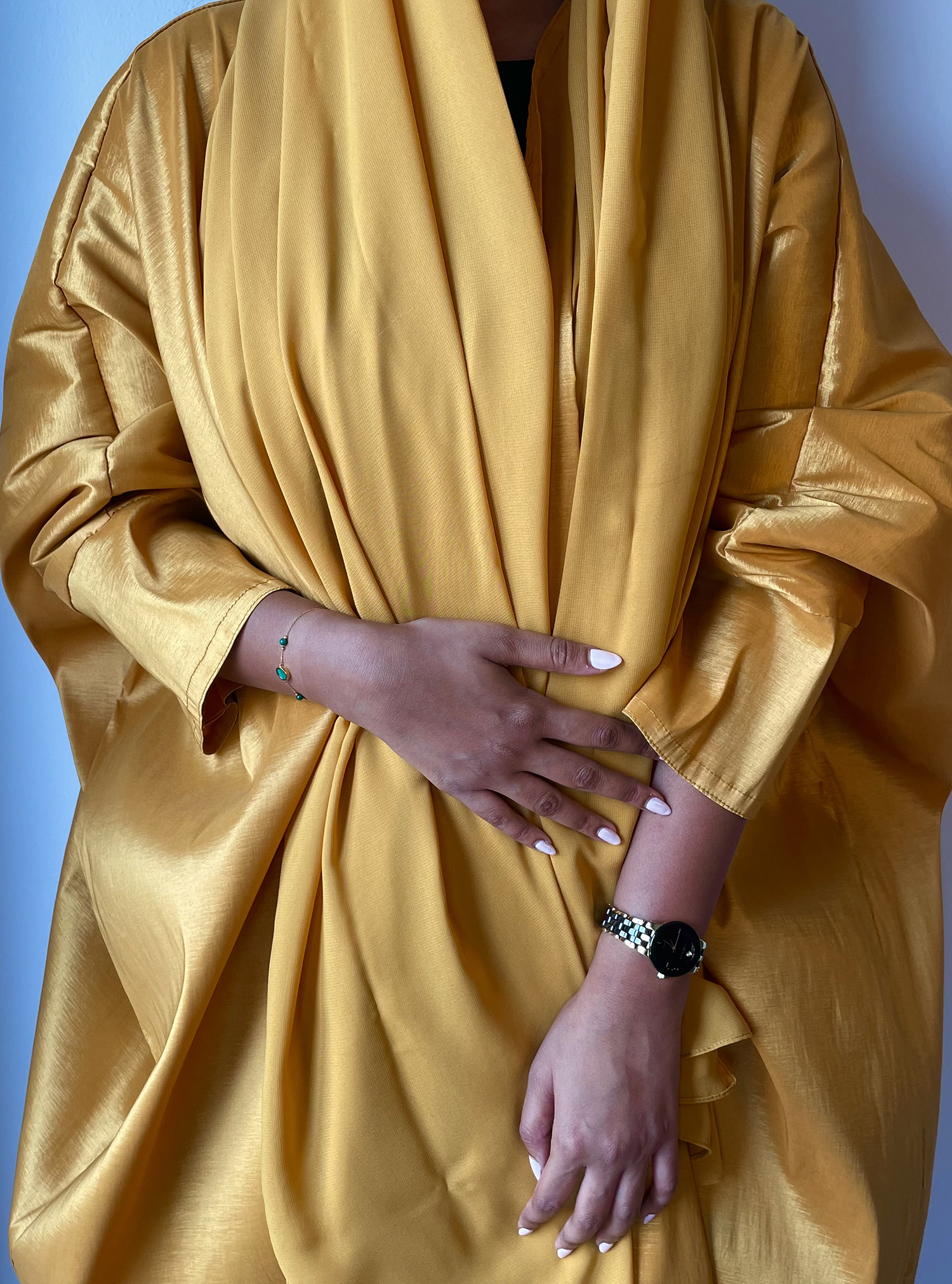 Mustard Abaya Bright mustard bisht abaya with oversized fot. Comes with