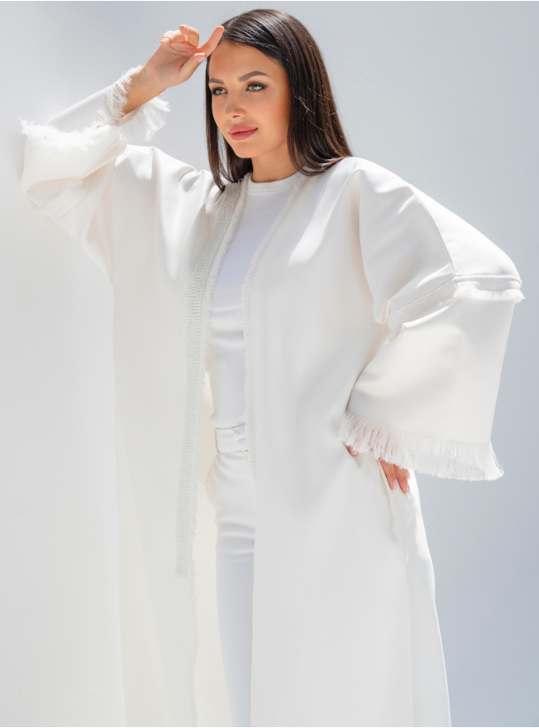 Maha The Maha abaya is made of high quality satin fabric with white ...