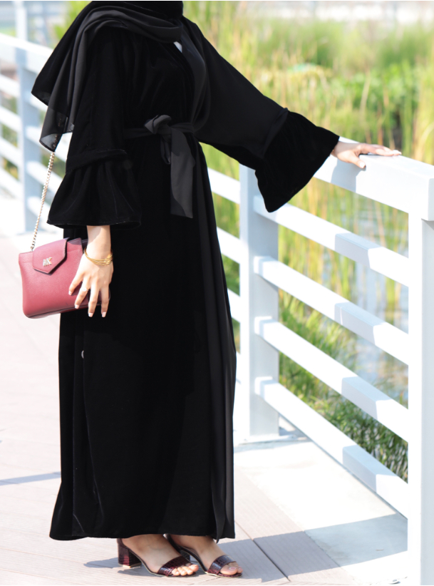 Velvet Plain Abaya Dress #24889