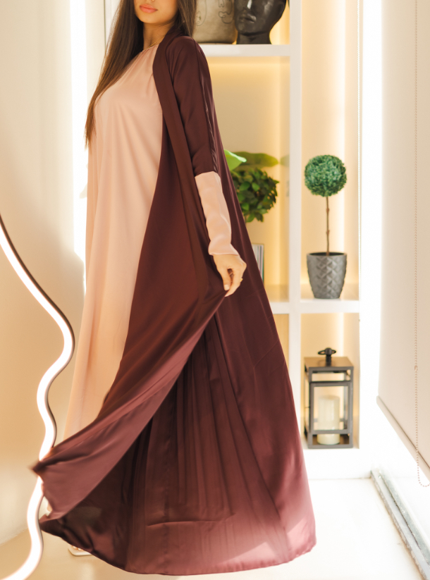 Silk abaya set Beautiful shade of wine purple silk abaya which comes