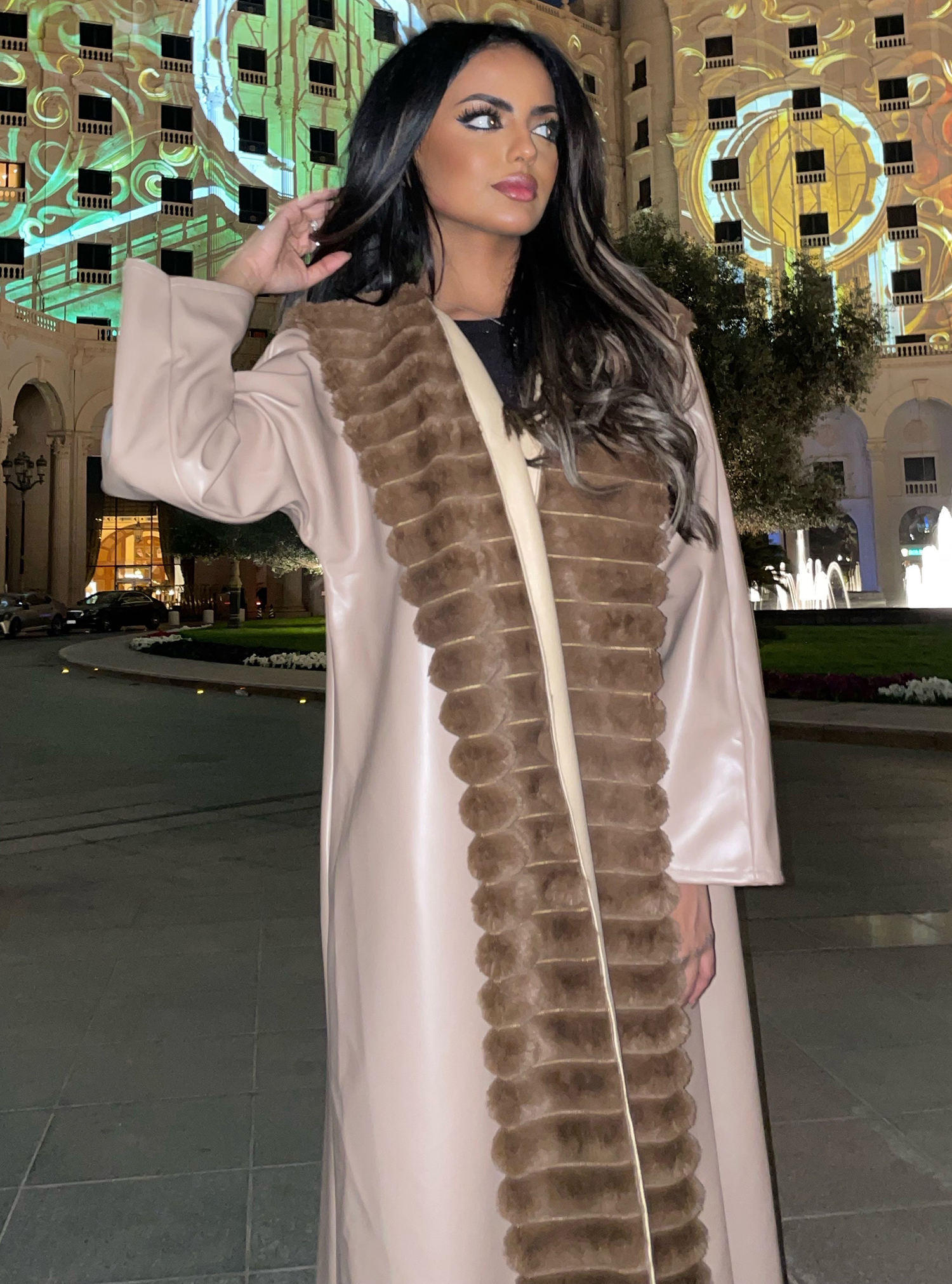 Leather & fur Luxury leather abaya with fur Abayas from Bronzed Abaya ...