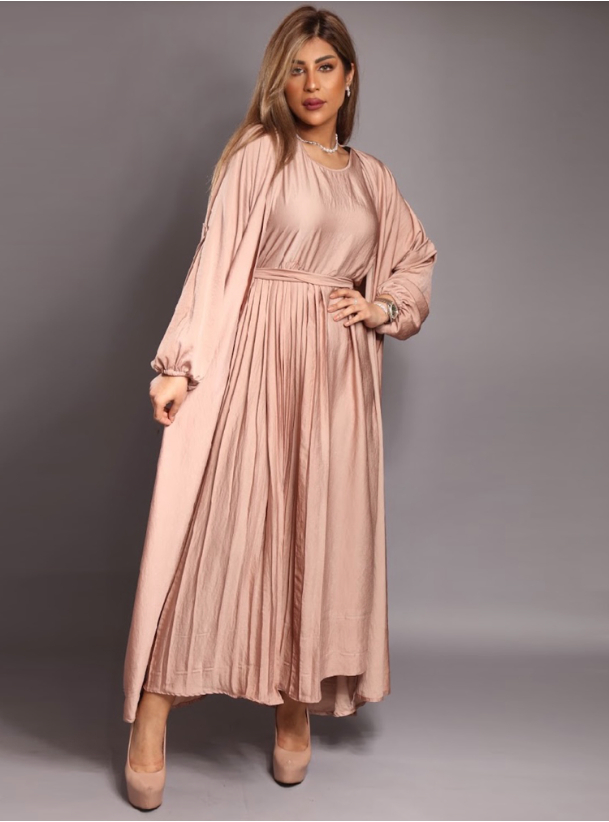 Premium Wool Peach Abaya Set with Matching Hijab main image 0