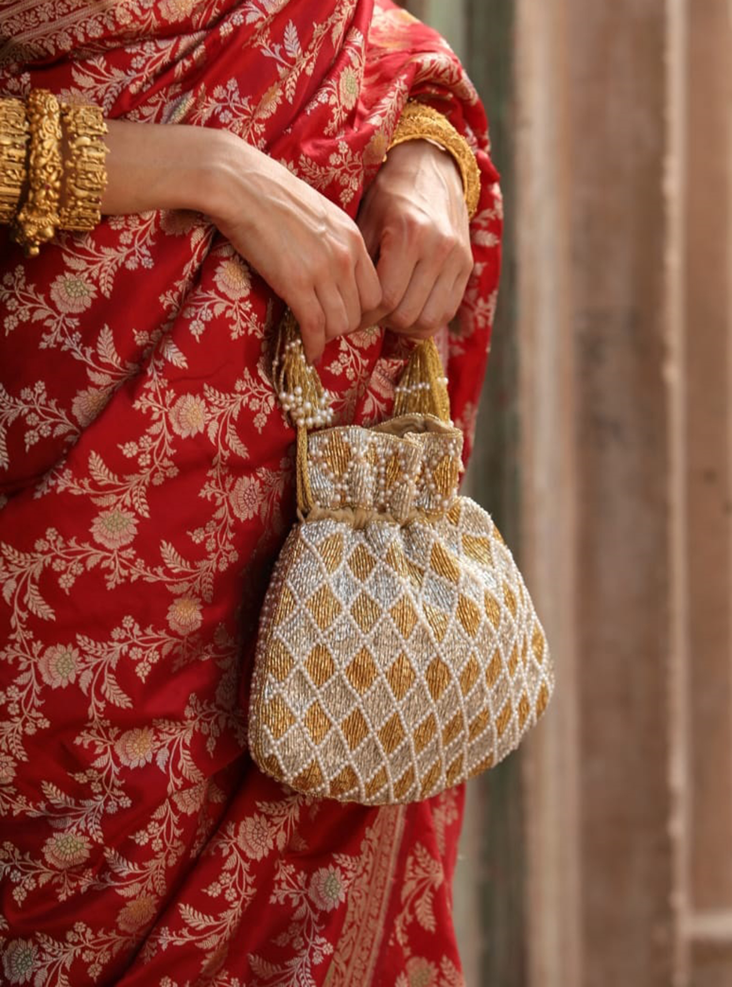 F2121 potli Fully embellished potli bag in check patterns. Bags from ...