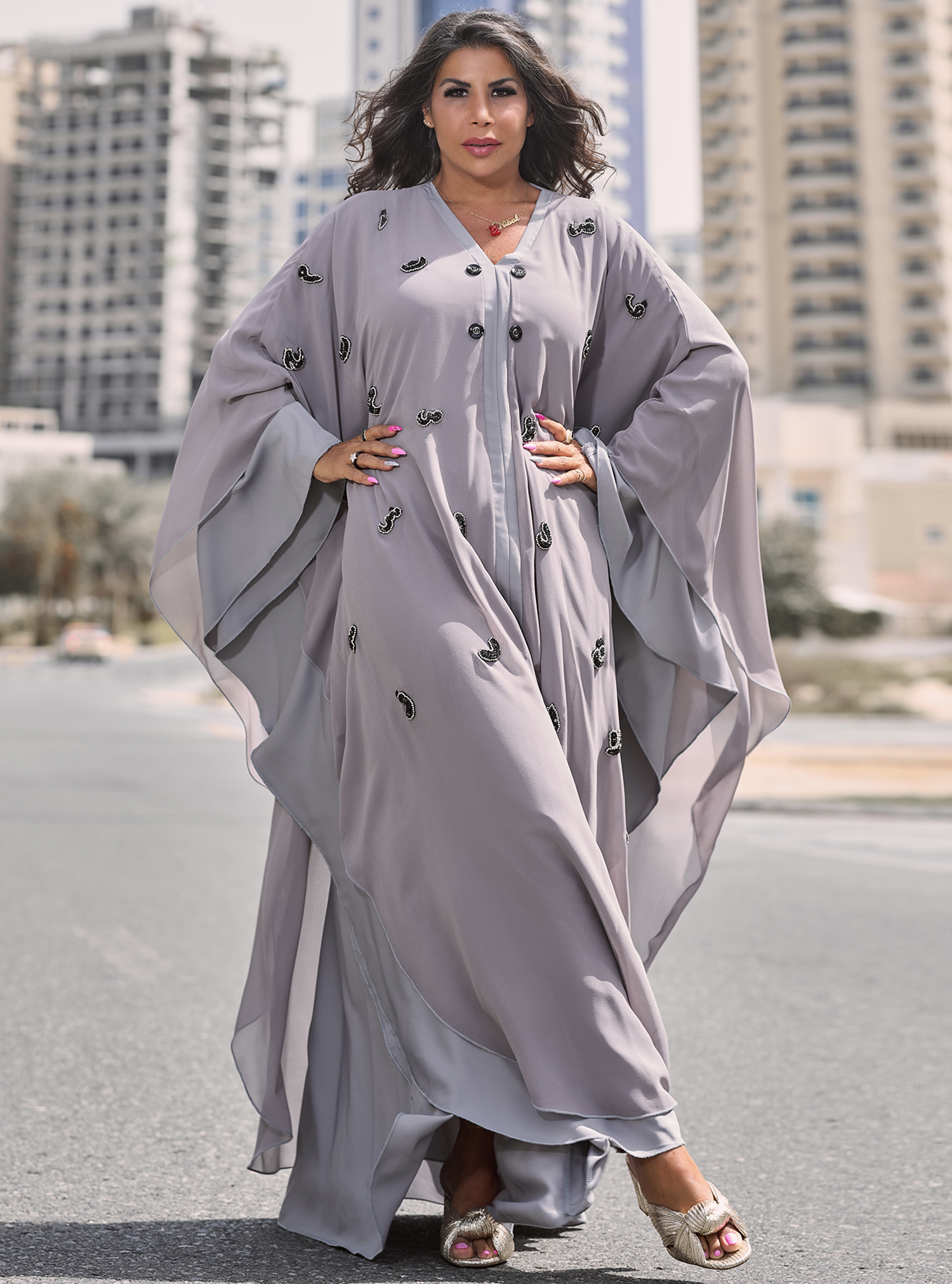 Butterfly Abaya Embroidered butterfly style closed abaya with ...