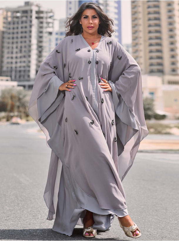 Butterfly Abaya Embroidered butterfly style closed abaya with