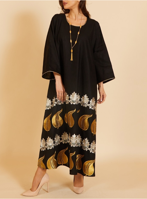 Linen Kaftan P5M10 Linen embroidered kaftan. Length 53 inches Kaftans from at Boksha