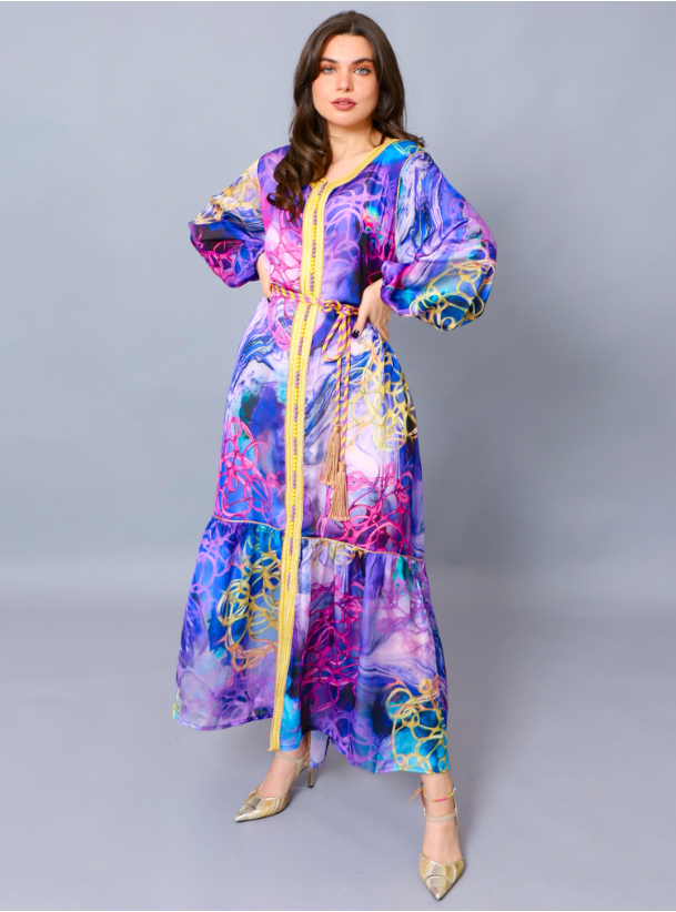 white christmas dresses Women Lightweight Printed Dress Wedding Guest Wear Kaftan main image 0