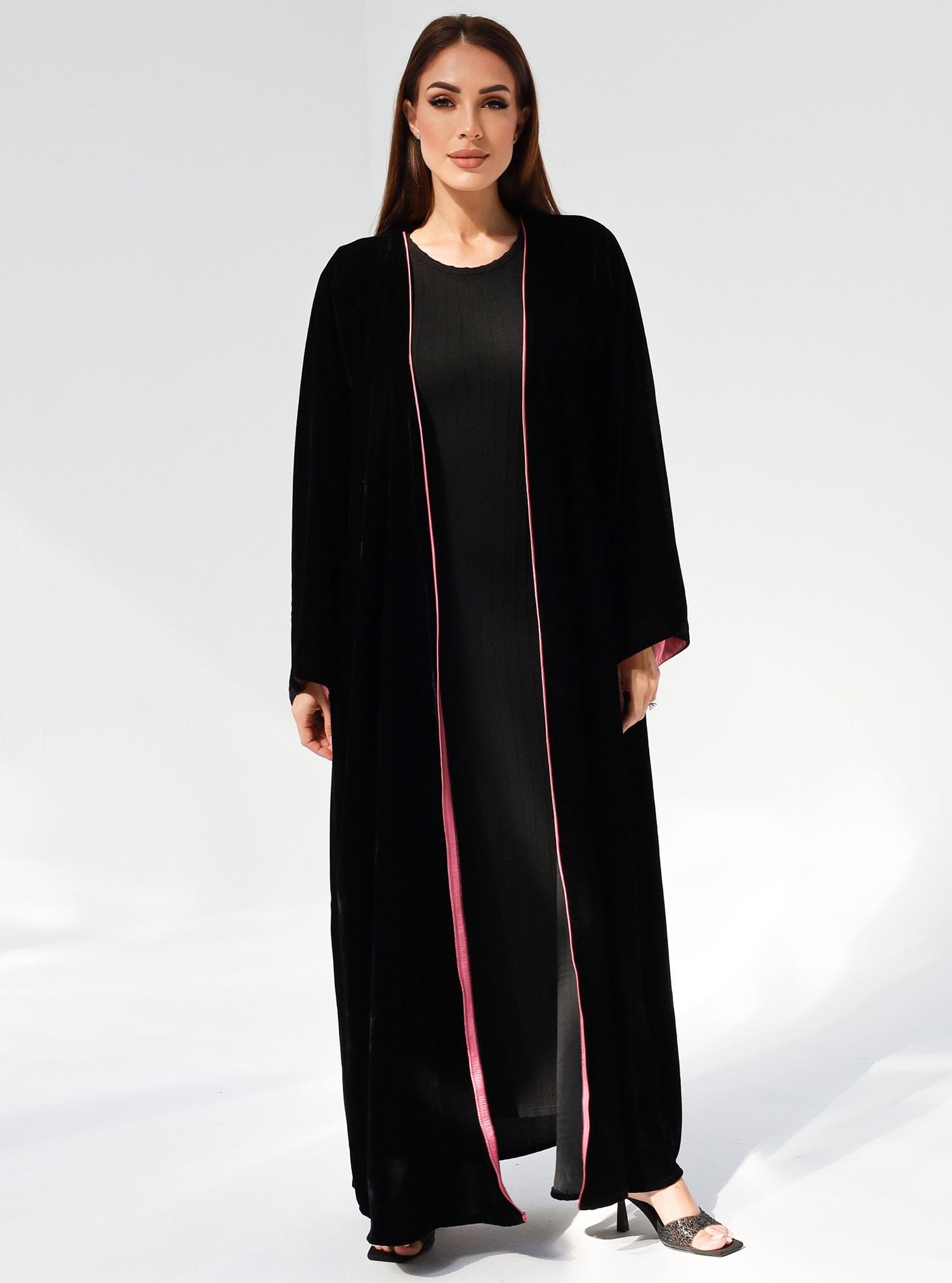Basic Velvet Lace (Wine Abaya)
