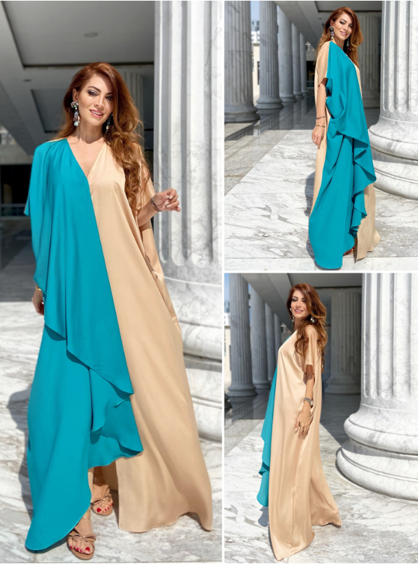 Two tone kaftan Two tone flowy kaftan crafted from soft crepe satin material Kaftans from at Boksha