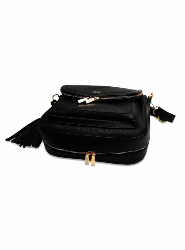 Carina Black Crossbody Vintage Bag With Tassels Bags from AMICA at Boksha