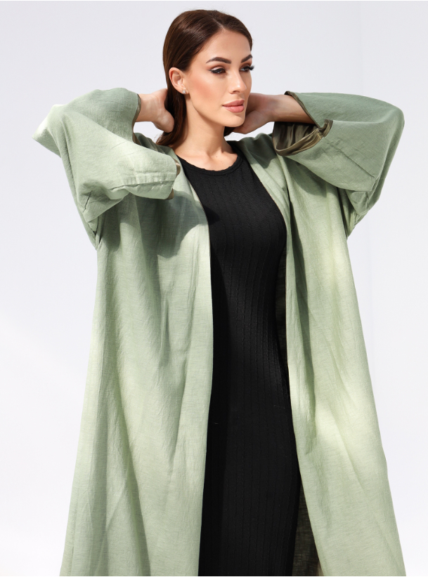 Linen Cotton Abaya in Lilac main image 1