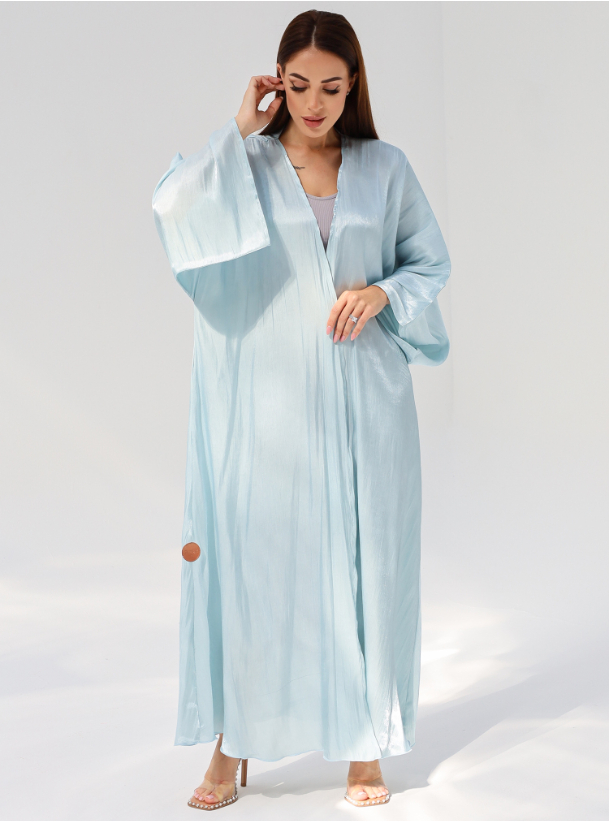 Baby blue abaya chiffon abaya Abayas from Seventy6 Boutique at Boksha