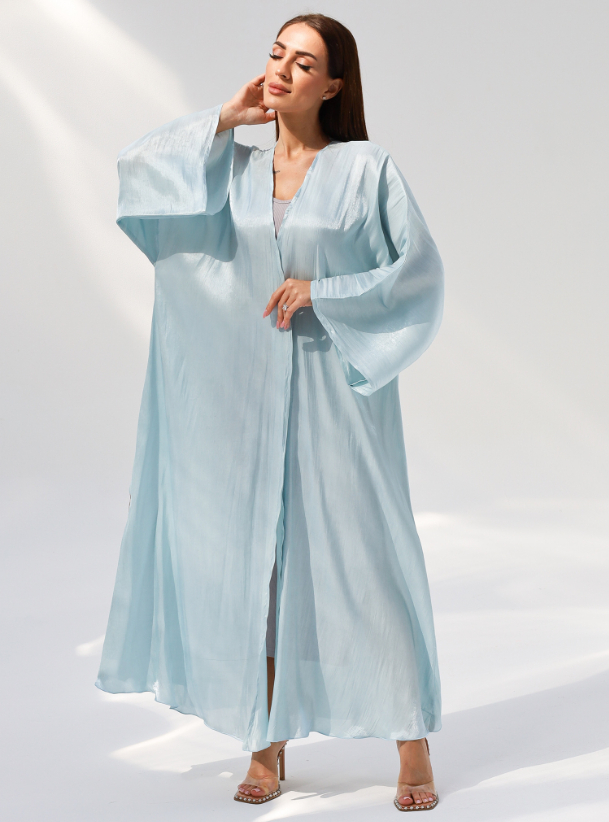 Baby blue abaya Elegant baby blue chiffon abaya with a matching ...