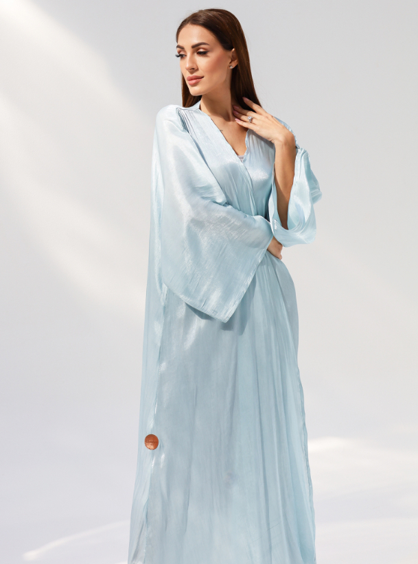 Baby blue abaya Elegant baby blue chiffon abaya with a matching ...