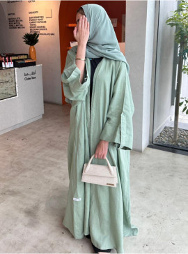 ANGELLA PLEATED ABAYA - MINT GREEN