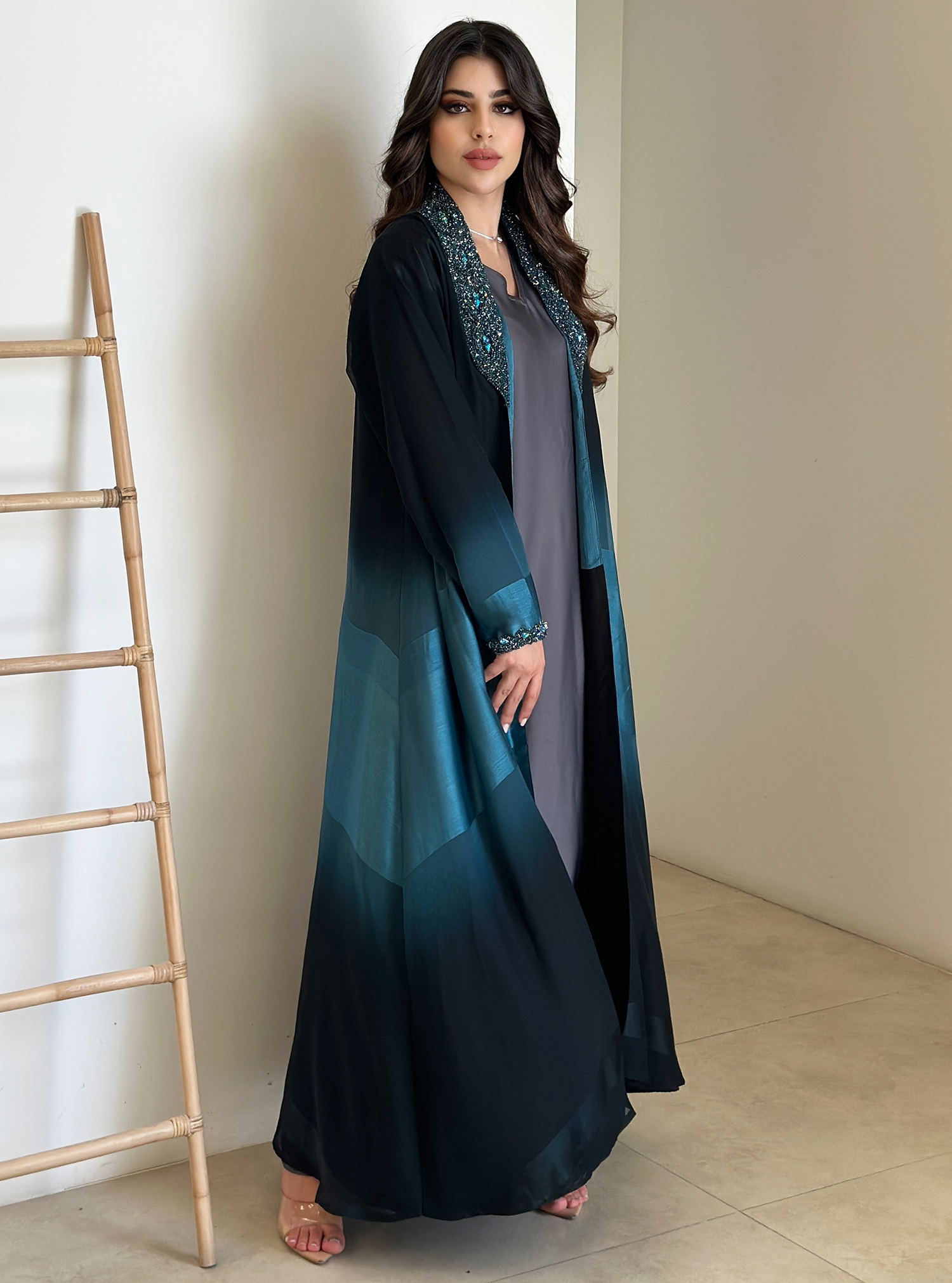 Black Turquoise Black Turquoise Abaya with Turquoise stone Abayas from ...